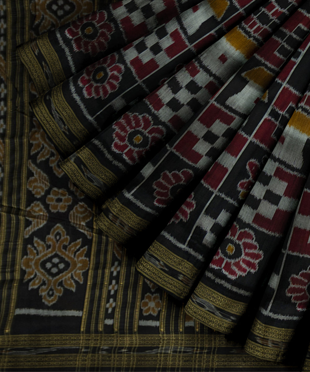 Black silk khandua handloom saree