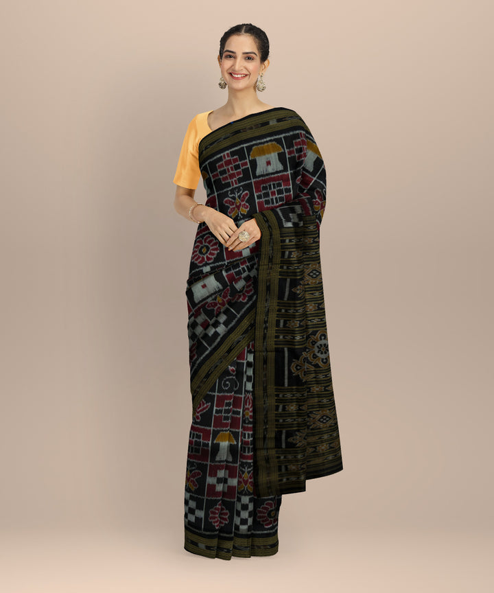Black silk khandua handloom saree