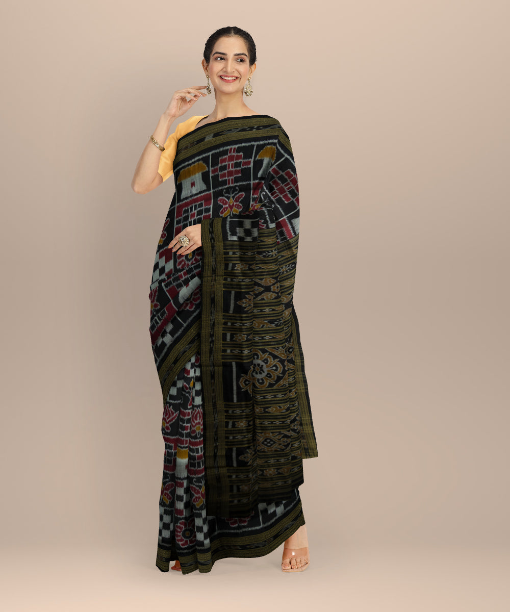 Black silk khandua handloom saree