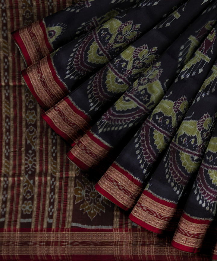 Purple dark red silk handloom khandua saree