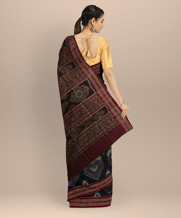 Purple dark red silk handloom khandua saree