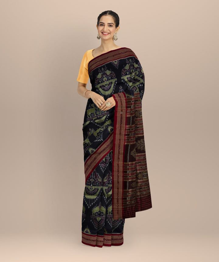 Purple dark red silk handloom khandua saree