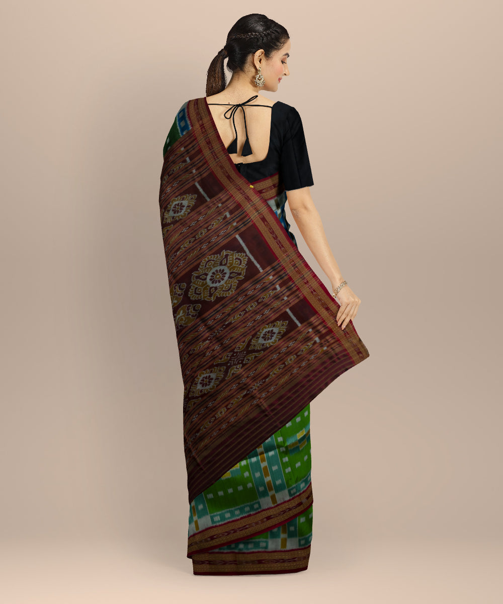 Multicolor dark red silk handloom khandua saree