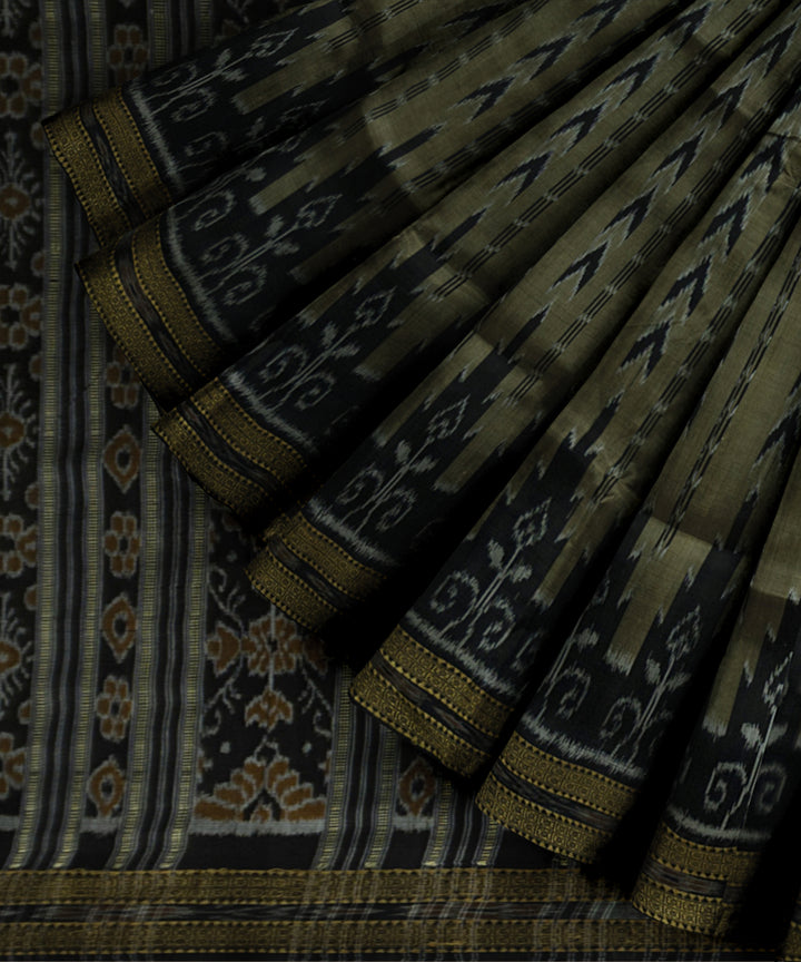 Grey black silk handloom khandua saree