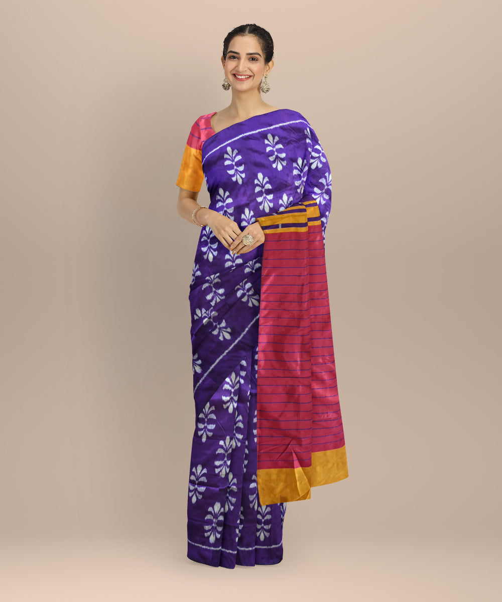 Purple handloom silk khandua saree