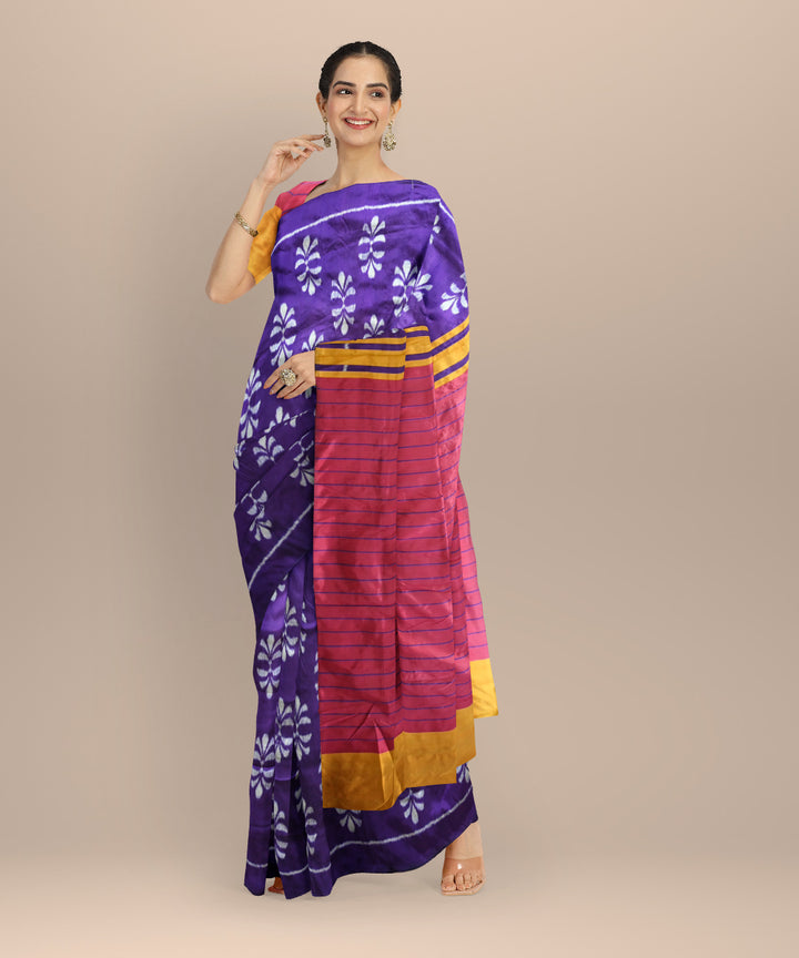 Purple handloom silk khandua saree