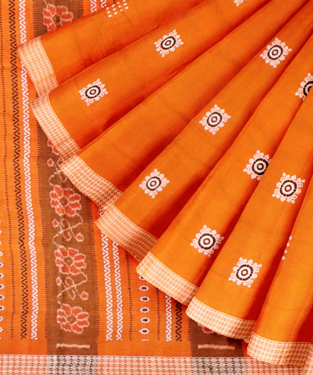 Orange cotton handloom bomkai saree