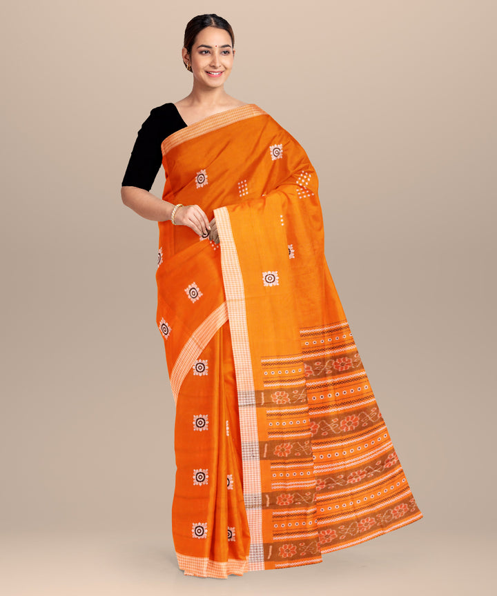 Orange cotton handloom bomkai saree