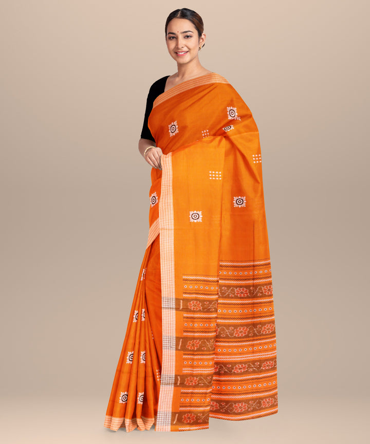 Orange cotton handloom bomkai saree