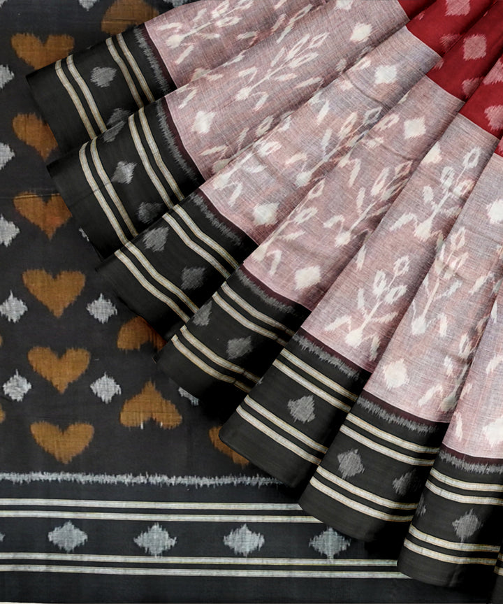 Multicolor black cotton nuapatna handloom saree