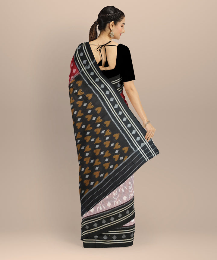 Multicolor black cotton nuapatna handloom saree