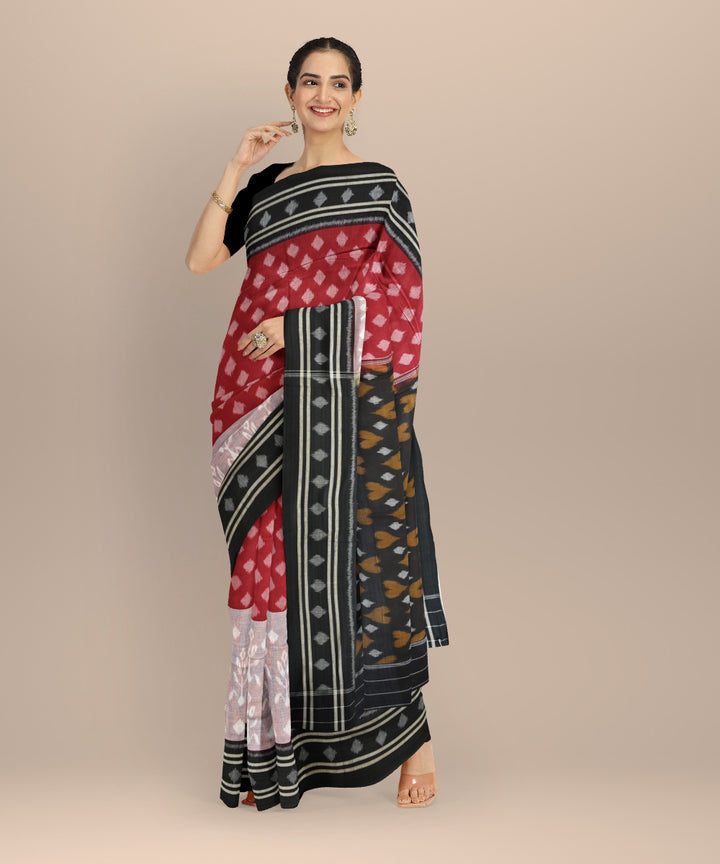 Multicolor black cotton nuapatna handloom saree