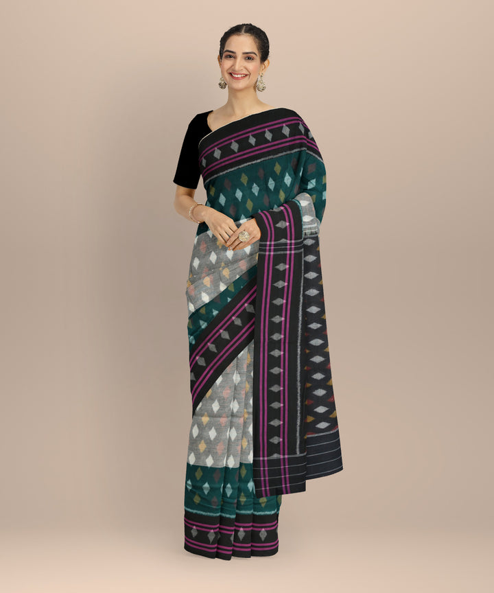 Multicolor black handloom cotton nuapatna saree