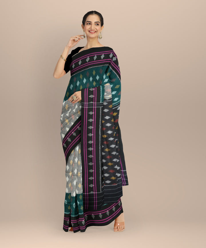 Multicolor black handloom cotton nuapatna saree
