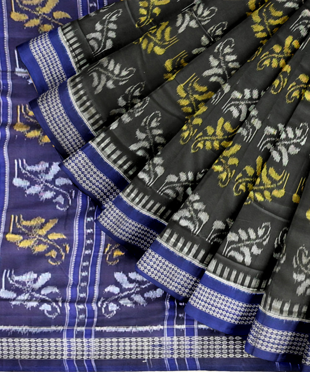 Black ink blue cotton handloom nuapatna saree