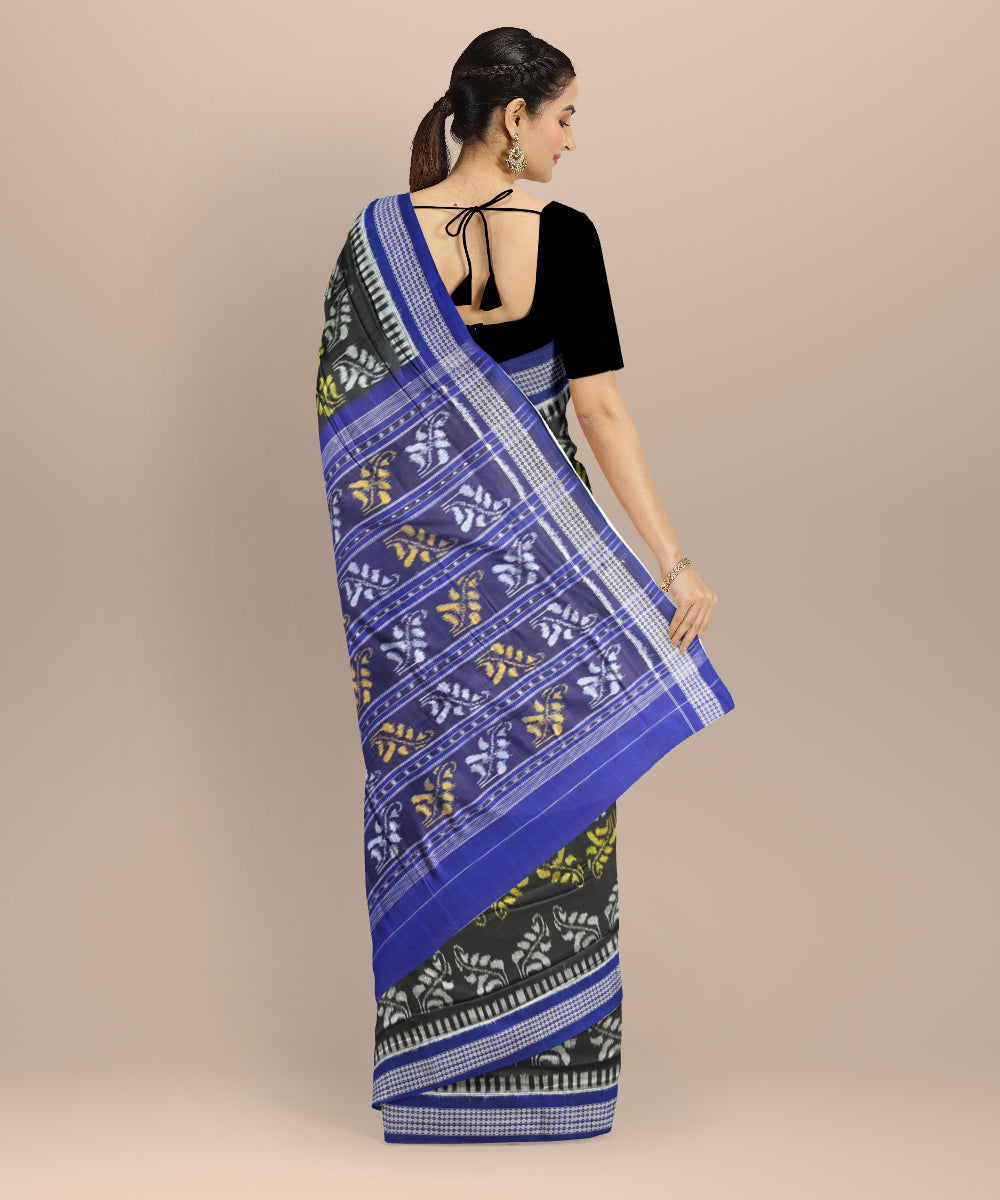 Black ink blue cotton handloom nuapatna saree