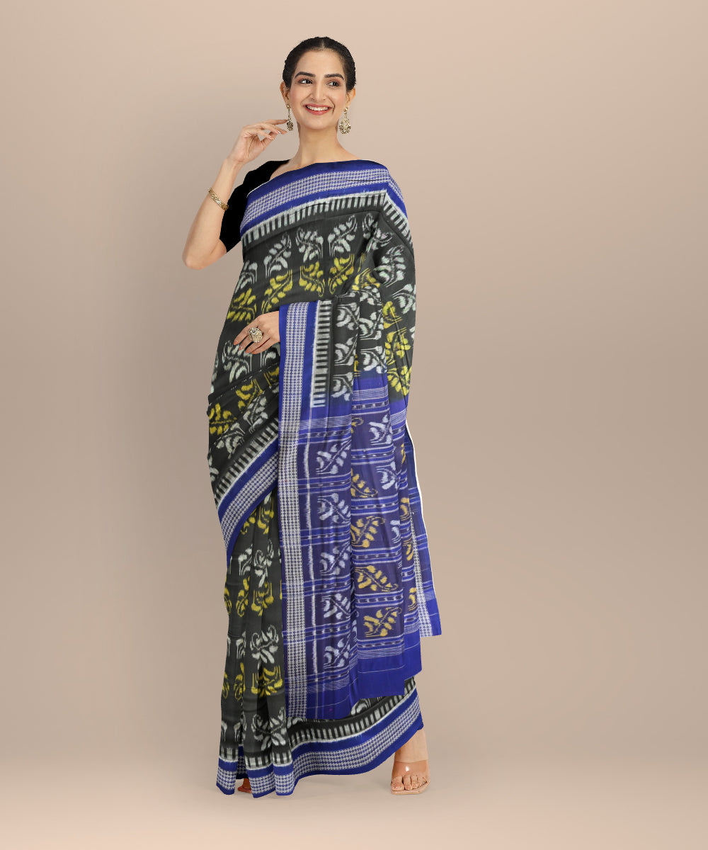 Black ink blue cotton handloom nuapatna saree