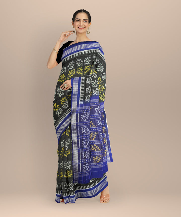 Black ink blue cotton handloom nuapatna saree
