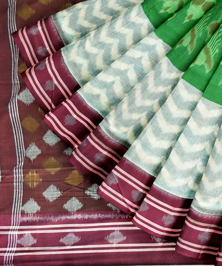 Multicolor claret cotton handloom nuapatna saree