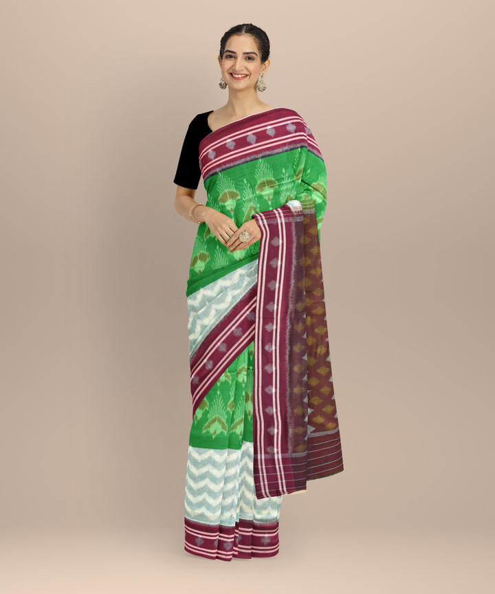 Multicolor claret cotton handloom nuapatna saree