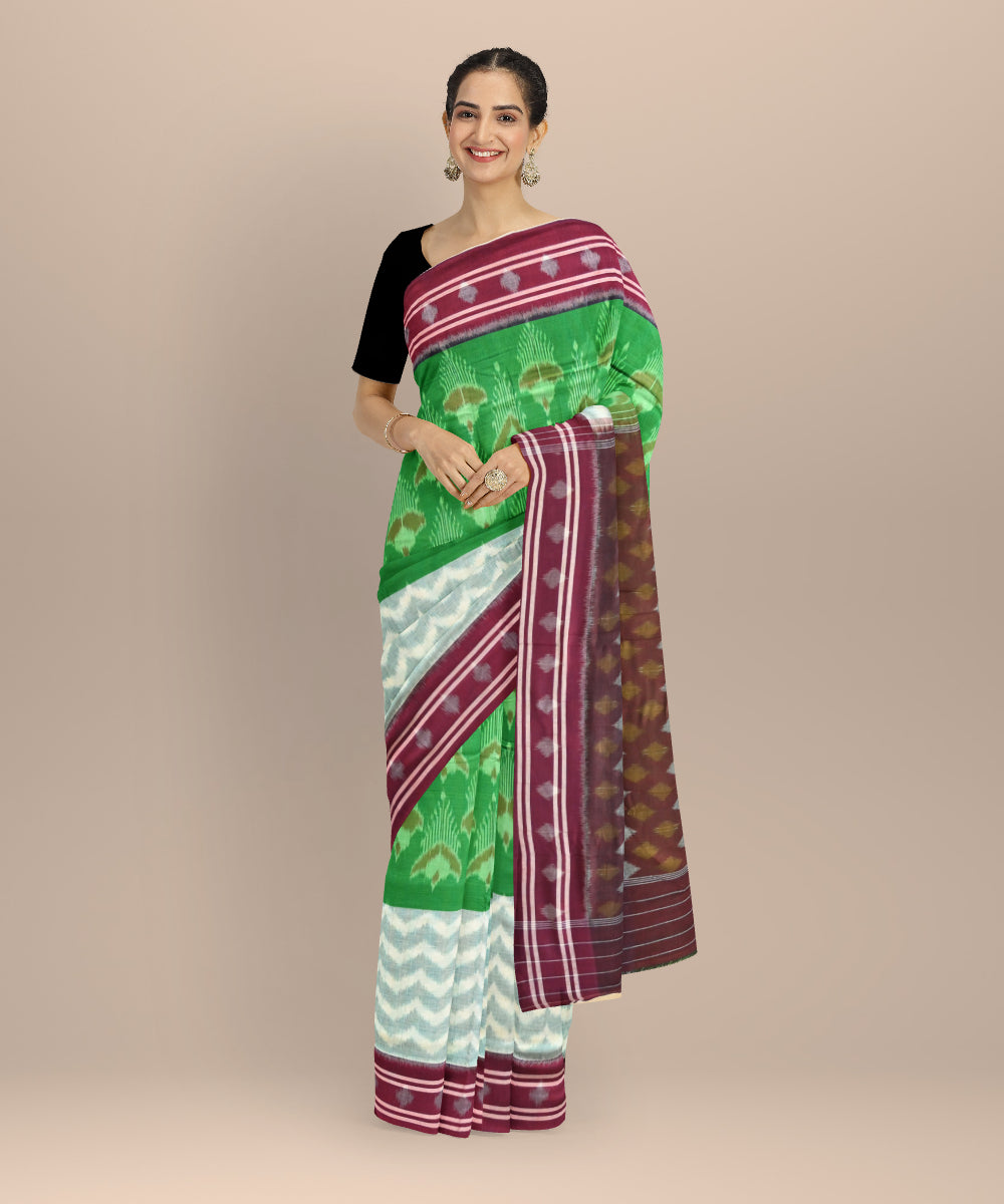 Multicolor claret cotton handloom nuapatna saree