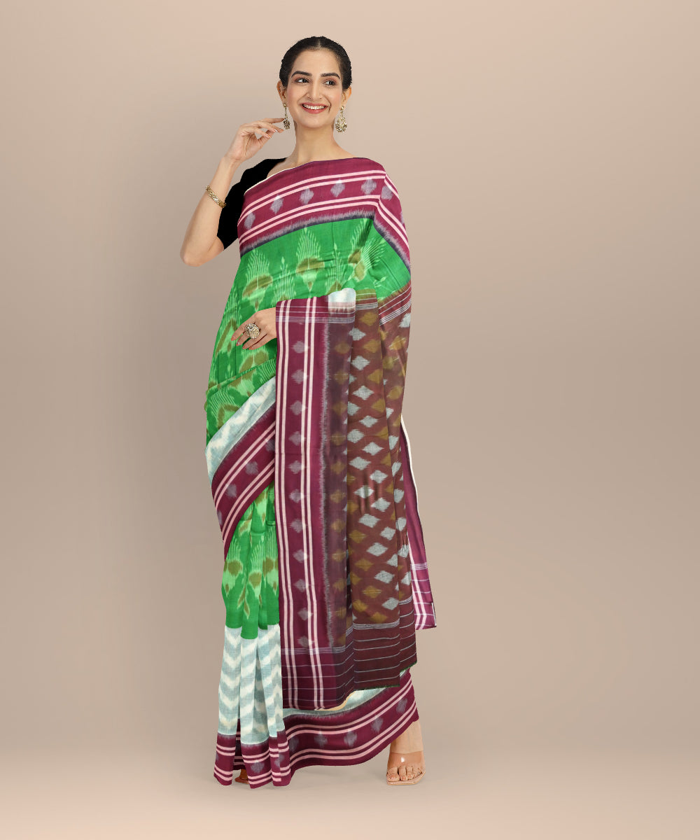 Multicolor claret cotton handloom nuapatna saree