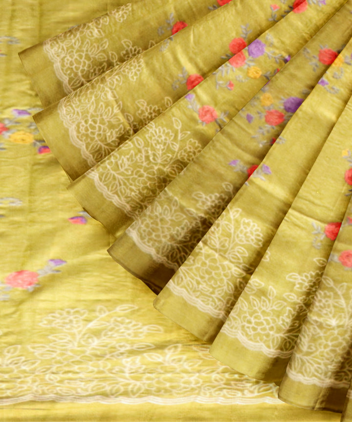 Citron green silk handloom odisha ikat saree