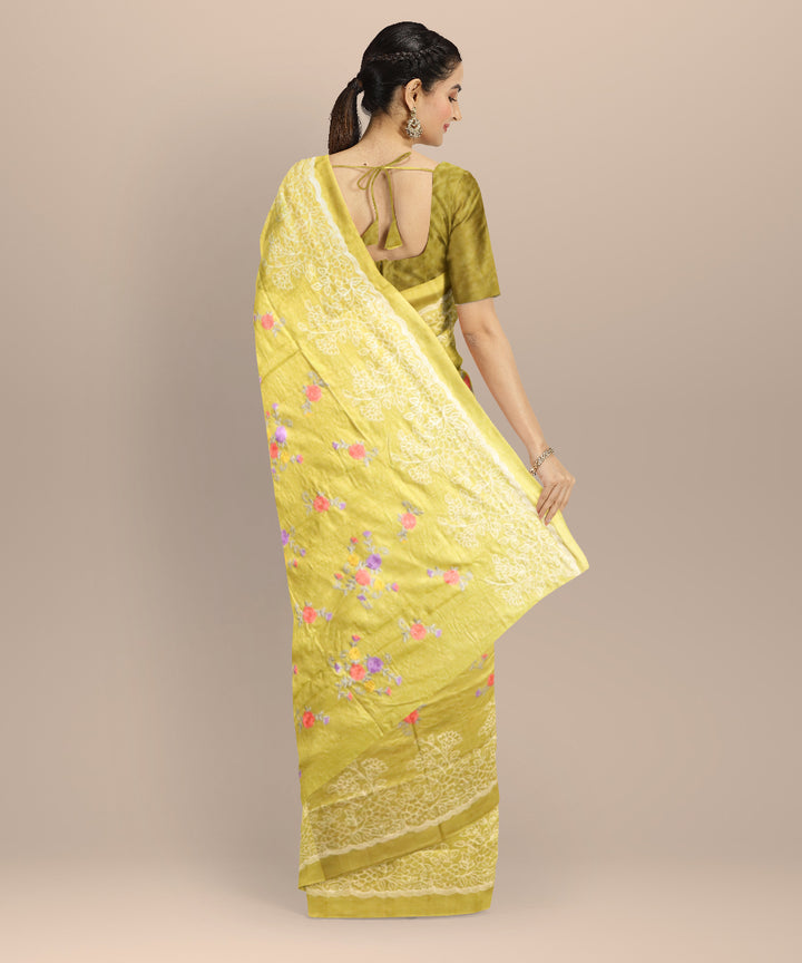 Citron green silk handloom odisha ikat saree