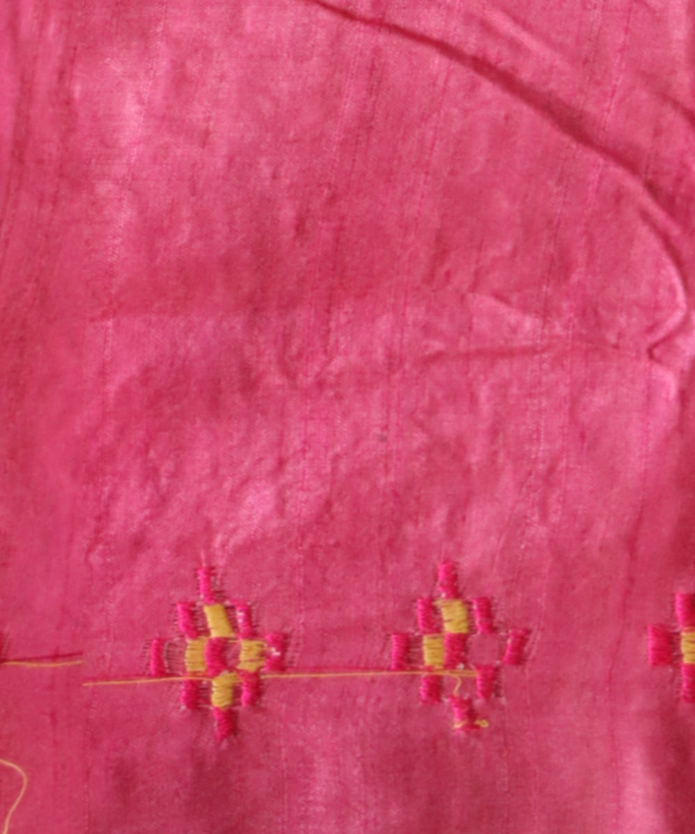 Flamingo pink silk handloom odisha ikat saree