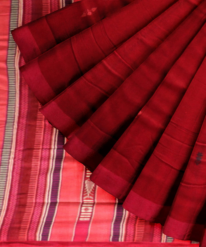 Red pink cotton handloom sonepur saree