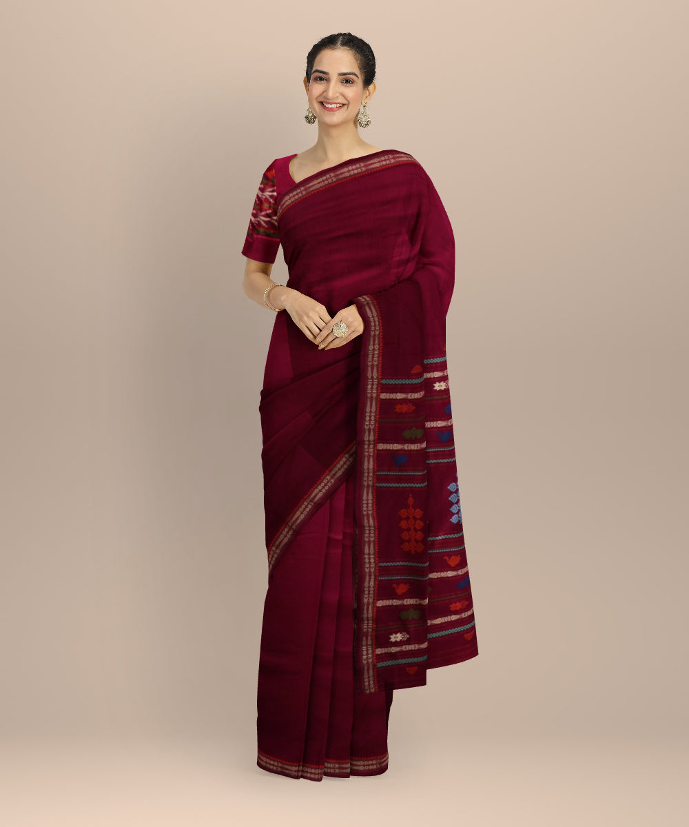Purple purple cotton handloom sonepur saree