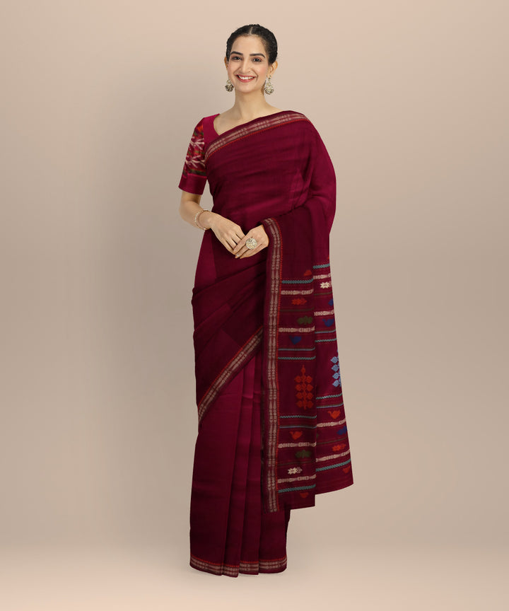 Purple purple cotton handloom sonepur saree