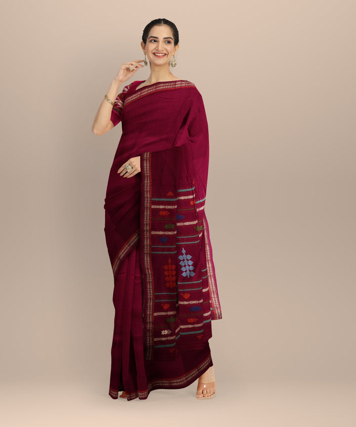 Purple purple cotton handloom sonepur saree
