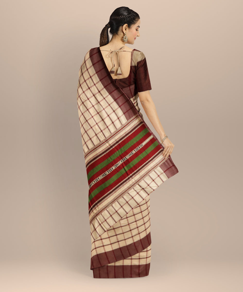 Beige coffee cotton handloom sonepur saree