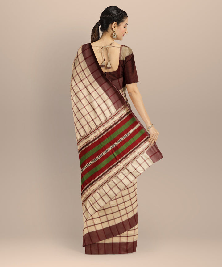 Beige coffee cotton handloom sonepur saree