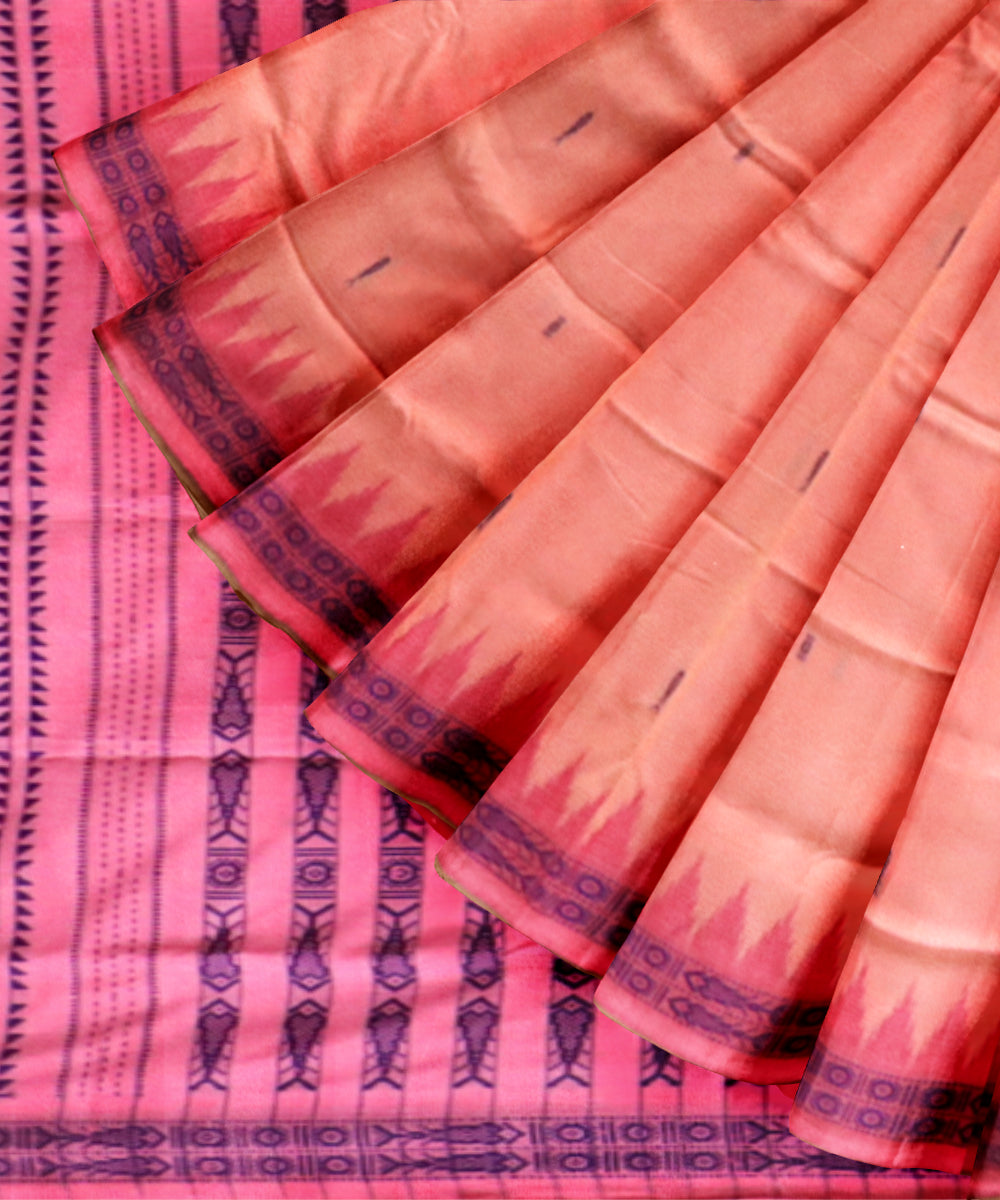 Dark pink cotton handloom sonepur saree