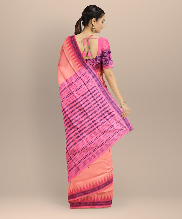 Dark pink cotton handloom sonepur saree