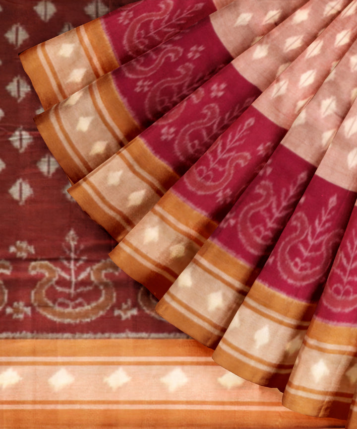 Multicolor camel cotton handloom nuapatna saree