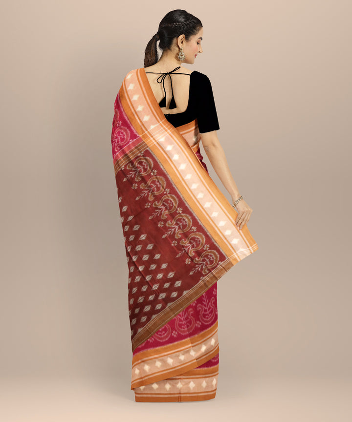 Multicolor camel cotton handloom nuapatna saree