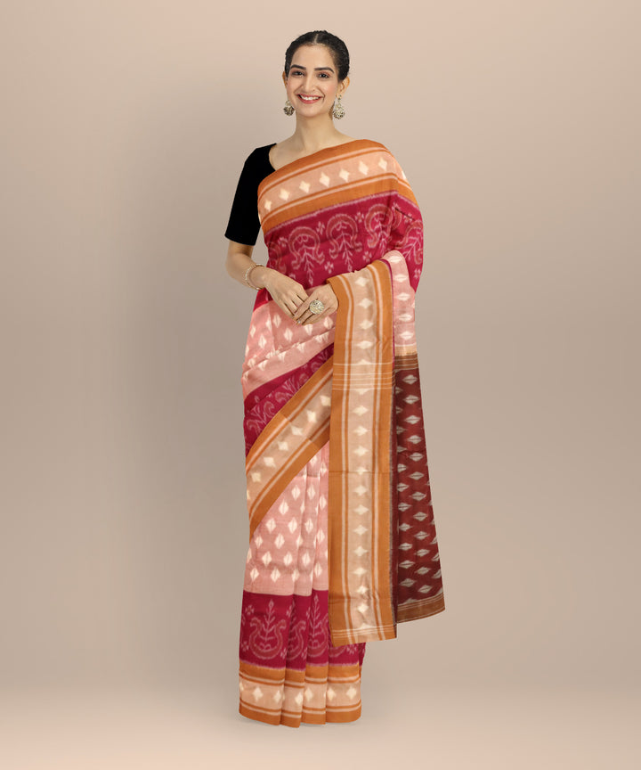 Multicolor camel cotton handloom nuapatna saree