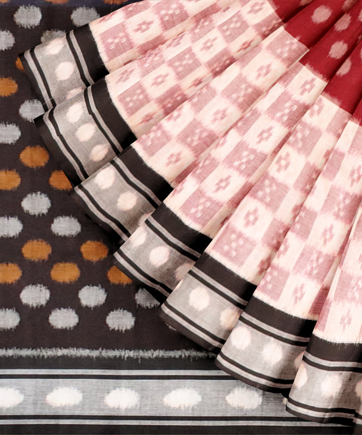 Multicolor black cotton handloom nuapatna saree