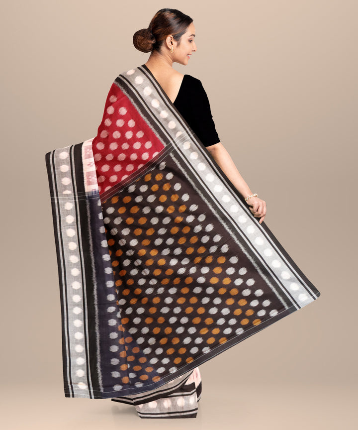 Multicolor black cotton handloom nuapatna saree