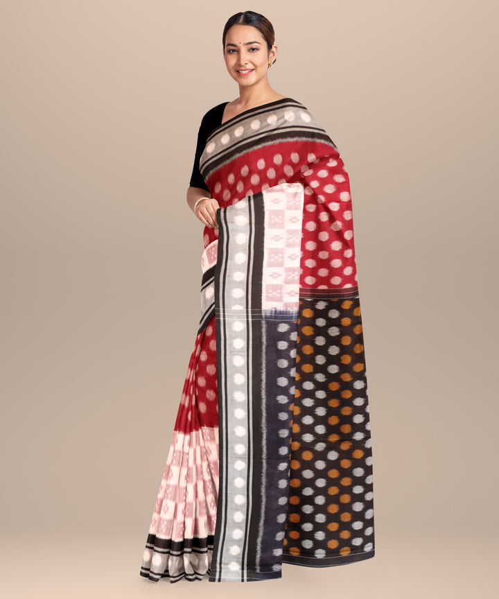 Multicolor black cotton handloom nuapatna saree