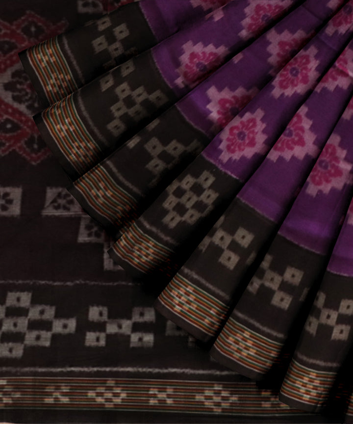 Purple black cotton handloom nuapatna saree