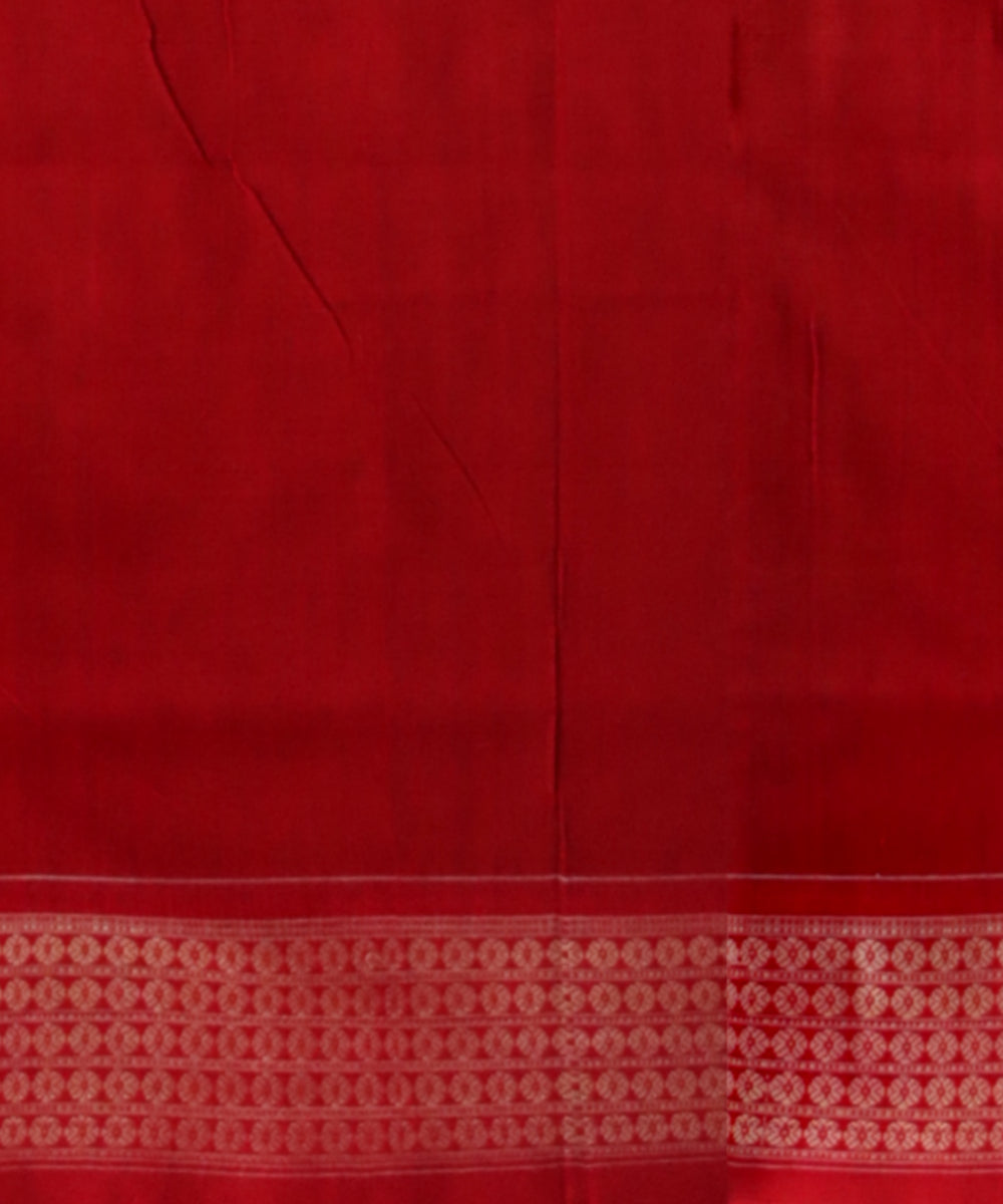 Dark green dark red cotton handloom sambalpuri saree