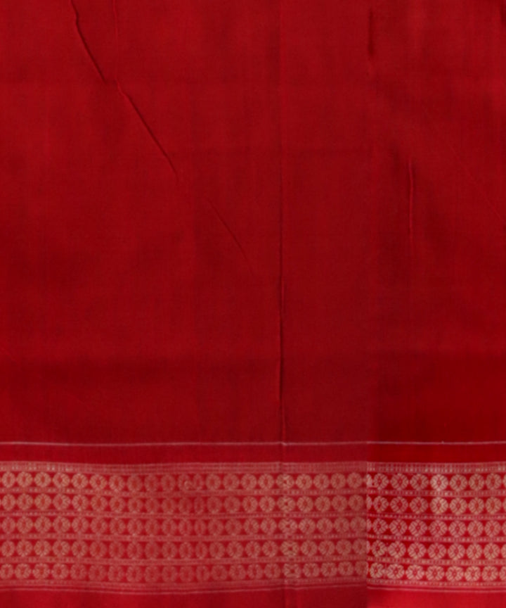 Dark green dark red cotton handloom sambalpuri saree