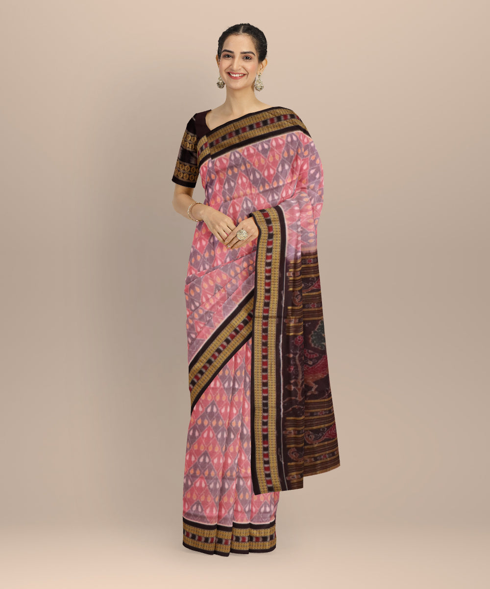 Multicolor bulgarian rose cotton handloom sambalpuri saree