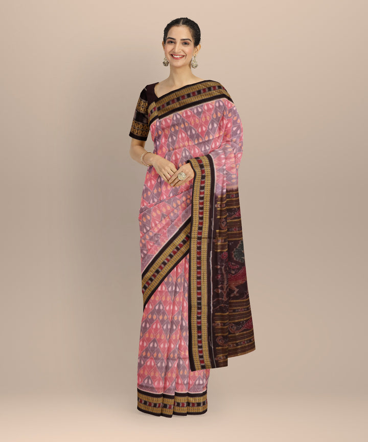 Multicolor bulgarian rose cotton handloom sambalpuri saree