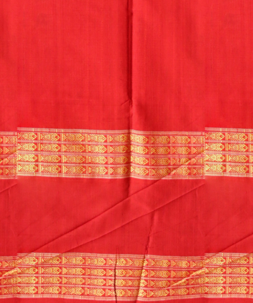 Brown dark red cotton handloom sambalpuri saree