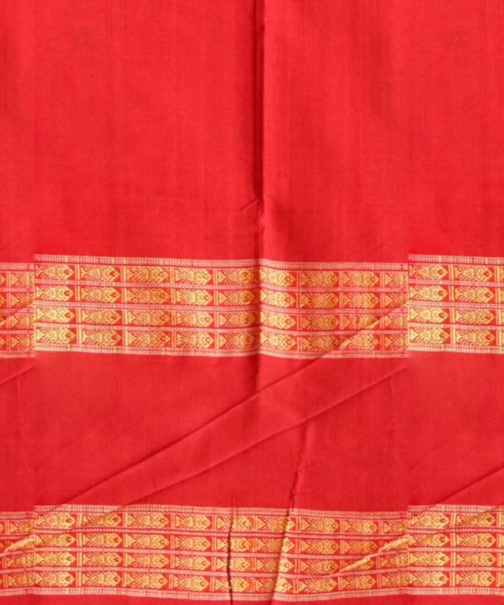 Brown dark red cotton handloom sambalpuri saree